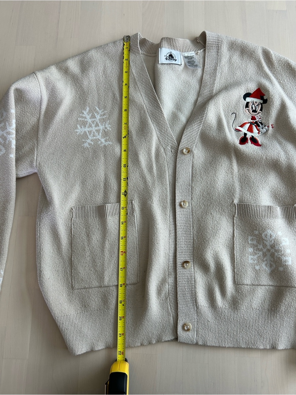 Beige Holiday Cardigan Sweater with Festive Character Embroidery - Picture 6 of 7